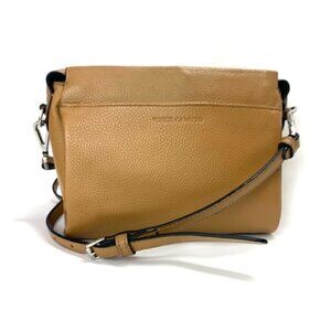 Vince Camuto Bry Oak Camel Pebbled Leather Small Crossbody Bag 7.5"W x 7”
